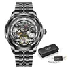 Нарученные часы Lige Men Mechanical Automatic Watch Hollow Tourbillon Watches Self-Wind Водонепроницаемые наручные часы