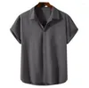 Мужские повседневные рубашки сплошная рубашка мужская мода Summer Fashion Simple Simplete Covert Button с короткими рукавами тренд