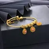 Bangle 4pcs/Lot Dubai Gold Color Bangles For Baby Chind 3-12Years Girls Flower Wedding Bracelet Africa Arab Jewelry