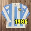 Koszulki piłkarskie z długim rękawem Retro piłka nożna Maradona Caniggia Football Shirt Batistuta Riquelme Ortega Crespo Argentyna Simeone Zanetti 1986 86 2014 14 14