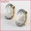 Bagues de bande 5/10 pièces goutte coquille naturelle or Bang anneau taille 6 cristal pavé strass blanc pour femmes bijoux JAB930