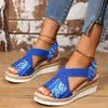 Sandals Women Casual Slippers Slip On Strap Cross Shoes Plus Size 2023 Summer Buckle Wedges Weave Beach Open Toe