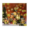 Decorazioni natalizie 1pcs Resin House Ornament Micro paesaggio LED LIGHT VILLATIVO DECORATIVO DECORATIVO DECORAZIONE DELLA CASA DELLA CASA DEL GIOCO DEGA DE DH74D