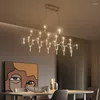 Lustres modernes en acier inoxydable lustre en cristal décor de salle à manger éclairage créatif cuisine île lampe suspendue