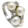 Wedding Rings 8# 7-8mm 8-9mm Natuurlijke lavendelknop Pearl Zirconia verlovingsring