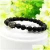 Charmarmband Religiösa smycken 10st/Lot Dignified Buddha Head Made With 8mm Natural Matte Agate Stone Beads Drop Delivery Dhrfu