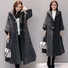 Women's Wool 2023 Autumn Winter Jacket Loose Thick Windbreaker Women Cardigan Cloak Coat Ladies Hooded Outwear 3/4 Sleeve Overcoat