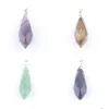 Pendant Necklaces Natural Gemstone Faceted Stone Beads Reiki Polygonal Section Opal Crystal Aventurine Tigers Eye Amethyst Jewelry F Dhsnx