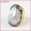 Bagues de bande 5/10 pièces goutte coquille naturelle or Bang anneau taille 6 cristal pavé strass blanc pour femmes bijoux JAB930