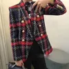 Women's Jackets 2023 The Latest Explosion Of Female Coat Line Lattice Weaving Tweed Wool Double Breasted Jacket Can Customized Size