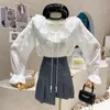 Blouses feminina Nicho Design Mulheres 2023 Verão Mis de renda Crochet Alto sentido Round Round Slim Camisa Top Blusas Mujer de Moda