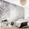 Wallpapers aangepaste po muur muurschildering moderne hand geschilderd abstract kunstplant blad 3d slaapkamer woonkamer tv achtergrond achtergrond behang wallpaper