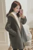 Trench femme coupe-vent 2023 automne hiver polaire veste ample à capuche mi-long pardessus poche femme basique manteau 3XL