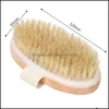 Bath Brushes Sponges Scrubbers Brush Dry Skin Body Soft Natural Bristle Spa The Wooden Baths Shower Brushs Without Handle 1832 V2 Dhhkq