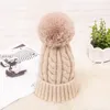 Beanies Beanie/Skull Caps faux päls pompoms stickade vinterhattar för kvinnor flickor skallies tjock fluffig boll kvinnlig mode varm hat1