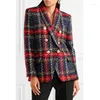 Women's Jackets 2023 The Latest Explosion Of Female Coat Line Lattice Weaving Tweed Wool Double Breasted Jacket Can Customized Size