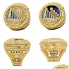 Tre anelli di pietra 2022 Curry Basketball Warriors Team Championship Ring con la scatola di legno Souvenir Men Regalo per fan Regali di gioielli Drop Dh3n7