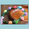 Fasce Bohemian Terylene Flower Wreath Garland Crown Festival P Ography Seaside Wedding Bridal Damigella d'onore Fascia floreale Boho He Dhtc3