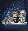Armbanduhren Top Marke BIDEN Automatische Mechanische Männer Uhren Luxus Goldene Edelstahl Hohl Design Männliche Mode Quarz Armbanduhr