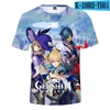 Erkek Tişörtleri Anime Genshin Etki T-Shirt Erkekler/Kızlar 3D Baskı Harajuku Tee Yüksek Kalite Tshirt 2023 Sıradan Çocuk Tops