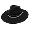 Cappelli a tesa larga Cappello grande in feltro per donna Grande Fedora Uomo Fedora Bk Donna Uomo Panama Jazz Cap Donna Uomo Caps 2021 Autunno Inverno Drop Dhqxi