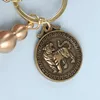 Keychains Make Money Leaves Chinese Zodiac Tiger Pendant Brass Gourd Car Keychain PendantKeychains