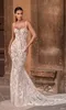 Underbara spets sjöjungfru bröllopsklänningar med wrap-spetsar bakåt applicerad brudklänning boho country soptåg vestido de novia