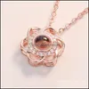 Collane con ciondolo 100 lingue Ti amo Collana Rosa Memoria Proiezione Temperamento Fiori selvatici Consegna a goccia Ciondoli gioielli Dho4V