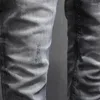 Jeans da uomo Retro Tide Brand Slim-Fit Piccolo dritto lavato grigio Casual All-Match Pantaloni a matita in denim da uomo alla moda