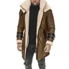 Vestes pour hommes Veste chaude pour hommes Manteau d'hiver à capuche Col à revers Manches longues Rembourré Cuir Vintage Épaissir Poids lourd