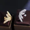 Wedding Rings ThreeGraces Sparkling Marquise Cut Cubic Zirconia Feather Shape Big Adjustable Opening For Women Chic Party Jewelry R176