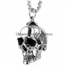 Pendant Necklaces Huge Heavy Skelaton Stainless Steel Mens Cool Boys Biker Pendants Necklace 24Inch Drop Delivery Jewelry Dhmb3