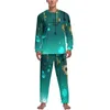 Vêtements de nuit pour hommes Bronze Steampunk Pyjamas Homme Sucre Crâne Imprimer Élégant Maison Costume D'hiver À Manches Longues 2 Pièces Chambre Imprimé Ensemble