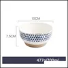 Kommen Japanse stijl stoare noodle bowl home grote salade creatieve keramische soep drop levering tuin keuken eetbar eetgelegenheid dhvbo