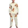 Men's Sleepwear Cartoon Bear Pajamas Man Cute Animal Print Romantic Daily Long Sleeve 2 Pieces Casual Pajama Sets