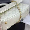 CC Totes Classic Selzburg Pearlescent Top Handle Totes Bags Designer Diamond Quilted Gold Metalasse Hardware Chain Crossbody Womens stora kapacitet Handväskor 24x1