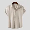 Мужские повседневные рубашки сплошная рубашка мужская мода Summer Fashion Simple Simplete Covert Button с короткими рукавами тренд
