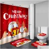 シャワーカーテンメリークリスマス防水バスカーテンサンタクロースマット蓋トイレエルポリエステル/フランネルドロップデリバリーホームガーデンB DH5RV