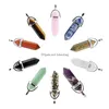 Hängen Hexagonal Chakra Pendant Shape Crystal Healing Pointed Quartz Charms Gemstone Natural Prism Stone Pärlor för DIY Necklace Ea Ameog