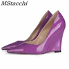 Dress Shoes MStacchi Spring Candy Colors Ladies Wedges Shoes Woman Elegant Office Casual High Heels Shoes Mujer 10 CM Pumps Big Size 34-45 220117