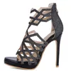 Dress Shoes Sgesvier Sexy Gold Blue Super High Platform Thin Heels Sandals Woman Elegant Charm Gladiator Big Size 50