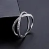 Bandringen mode heldere kubieke zirkonia criss criss cross micro plave setting x vorm ring voor vrouwen sieraden geschenken