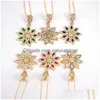 Pendant Necklaces 5Pcs Dainty Flower Necklace For Women Charm Zircon Crystal Chain Gold Jewelry Gift Drop Delivery Pendants Dh13M