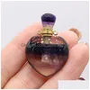 Pendant Necklaces Natural Stone Gem Per Essential Oil Bottle Heart Fluorite Handmade Crafts Diy Necklace Jewelry Accessories Gift Dr Dht6H