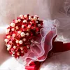 زهور الزفاف بورجوندي شل لؤلؤة باقة باقة ماء يدويًا