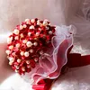 Fiori da sposa Bouquet di conchiglie bordeaux Perle d'avorio Accessori per fiori di lusso da sposa fatti a mano con acqua piena