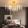 الثريات Morden LED Art Strip Crystal Branch Branch Lamp Lamp Villa Hall Hanging Light Home Decor