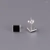 Boucles d'oreilles FNJ noir Agate carré 925 argent Original pur S925 Sterling boucle d'oreille femmes bijoux