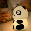 Nachtlichter Cartoon Panda LED-Licht USB wiederaufladbar weiche Silikonlampe Klopfschalter für Kinder Kindergeschenk Schlafzimmerdekoration