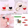 Charm Bracelets 10Pcs Gold Jewelry Mix Color Enamel Heart Finger Adjustable Open Ring Women Rings Drop Delivery Dhjcw